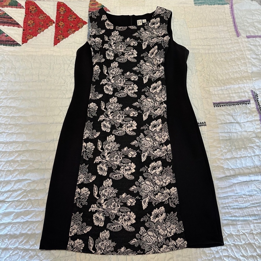 Emma & Michele Floral Jacquard Sheath Dress Black White 14
